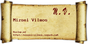 Mizsei Vilmos névjegykártya